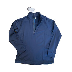 Levelwear Mens Athletic Pullover Large Navy Blue 1/4 Zip Stand Up Collar Outdoor